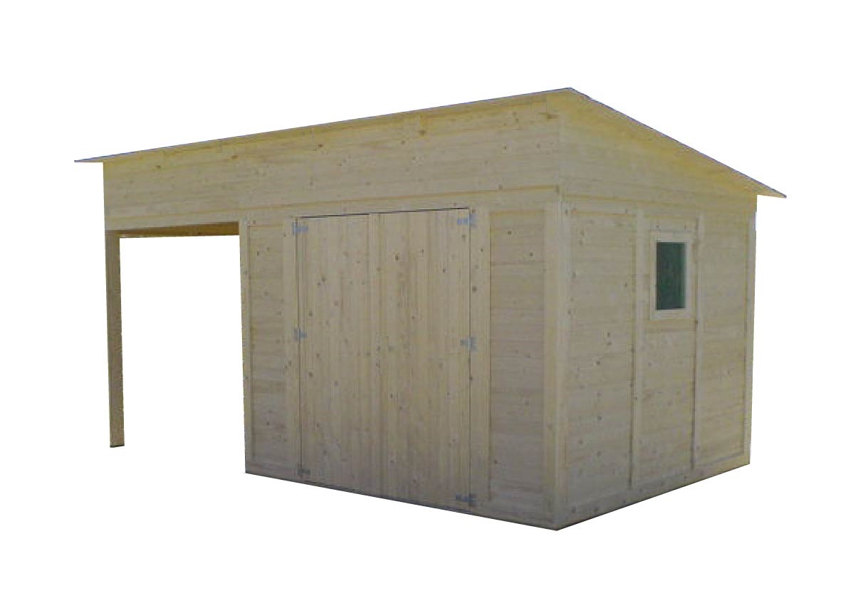 Gerätehaus mit Pultdach +Terrasse TOL, 4,6m x 2,6m, (19mm)