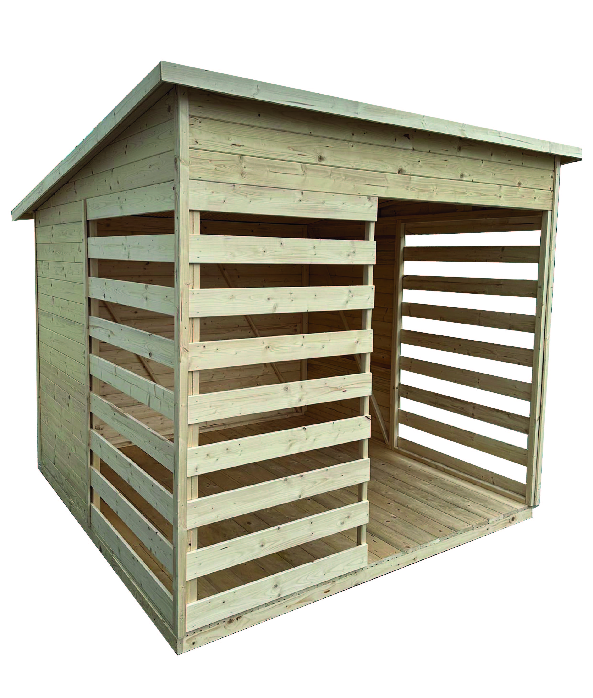 Gartenhaus aus Holz 3,9m x 3,9m offene Pergola, VAO II