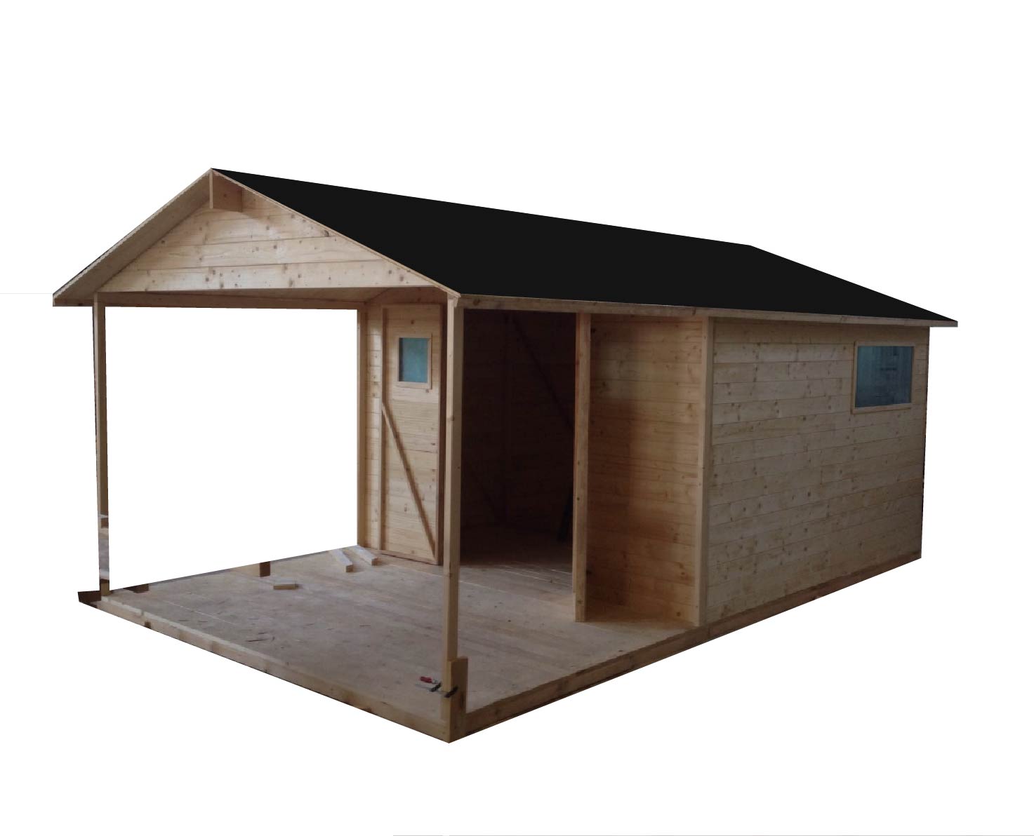 Gartenhaus aus Holz mit Terrasse 9m2+6m2 (16mm) mit Fenstern, MAD,  Gerätehaus